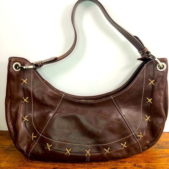 Bob Timberlake Womens Shoulder Brown Leather Messenger‎ Bag Purse - Picture 1 of 6